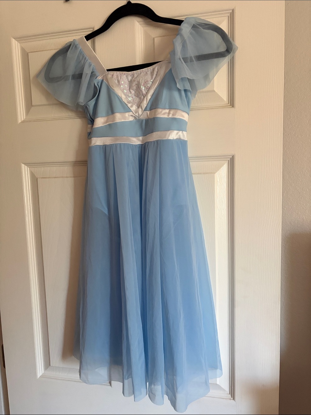 Light Blue Puff Sleeve Tulle Dress large child